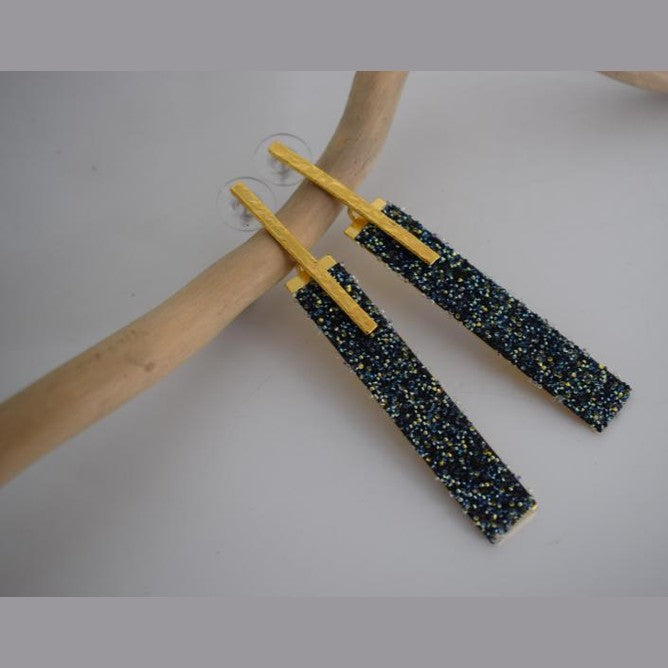 Ravdos earrings in handmade Greek hammered jewelry with crystals, available in 18K gold plated and 18K silver plated.