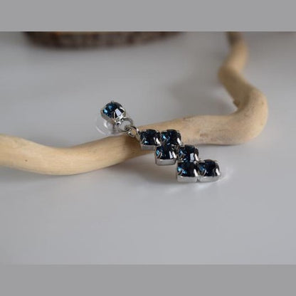 Asteria Earrings handmade Greek hammered jewelry with Fine crystals in a linear drop design, available in 18K gold plated and silver plated.