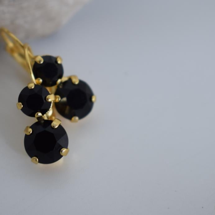 Asteria earrings in handmade Greek hammered jewelry with crystals, available in 18K gold plated and 18K silver plated.