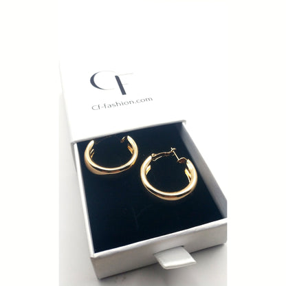 Classic Polished Stainless Steel Hoop Earrings – Gold & Silver Finish