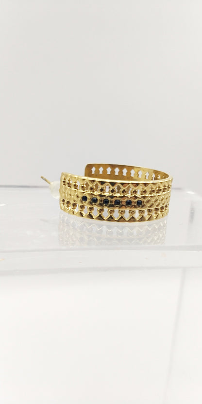 Earrings Hoop Stainless Steel Lattice Texture - SSE 021 - CF fashion