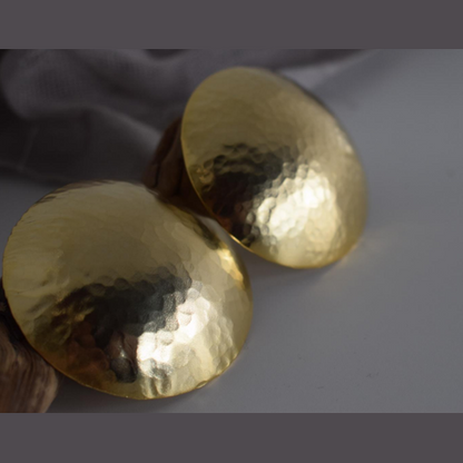 Diskos earrings, large round hammered design, Greek hammered jewelry, handmade, available in 18K gold plated, silver plated, or rose gold plated