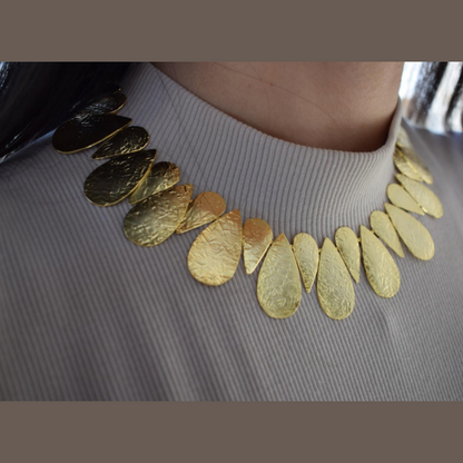 Iphigenia necklace, hammered teardrop design, Greek hammered jewelry, available in 18K gold plated, silver plated, or rose gold plated