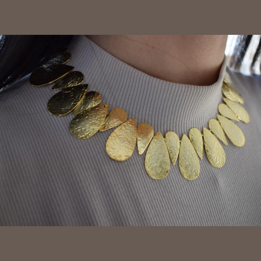 Iphigenia necklace, hammered teardrop design, Greek hammered jewelry, available in 18K gold plated, silver plated, or rose gold plated