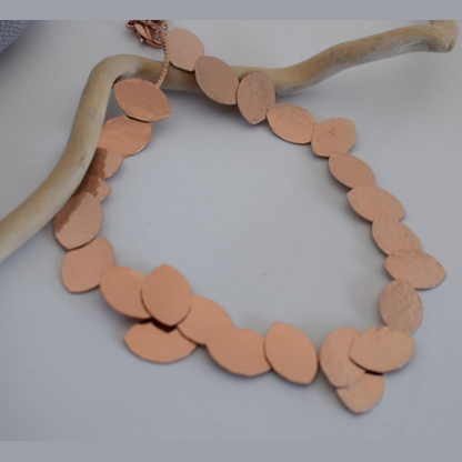 Trifyllon necklace – Greek hammered jewelry – 18K gold or silver plated – hammered overlapping oval leaves design,rose gold