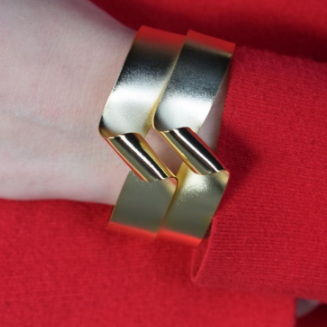 Delos Bracelet – Greek Hammered Jewelry – Available in 18K Gold, Silver, and Rose Gold Plated. Bold geometric interlocking design inspired by the sacred island of Delos.