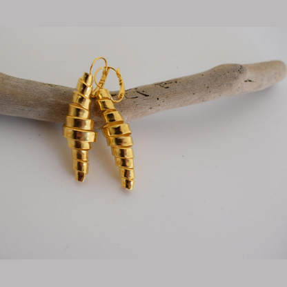 Ostreon Earrings – Handmade Greek Hammered Jewelry – 18K Gold or Silver Plated - N1586 - CF fashion