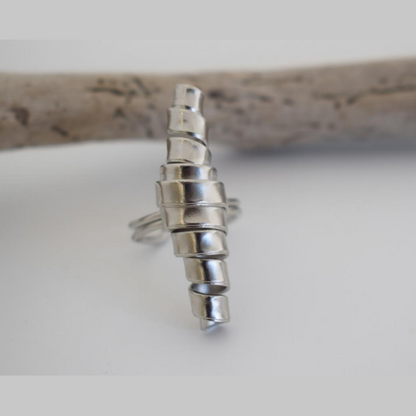 Ostreon Ring – Greek Hammered Jewelry – Available in 18K Gold, Silver, and Rose Gold Plated. Handmade spiral shell design, inspired by ancient Greek word for oyster/shell, symbol of the sea.
