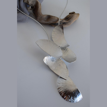 Thalassa Necklace – Greek Hammered Jewelry – 18K Gold, Silver and Rose Gold Plated – Handmade necklace with hammered seashell wave-inspired design
