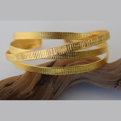Heliara Bracelet – Greek Hammered Jewelry – 18K Gold, Silver and Rose Gold Plated – Handmade hammered spiral bracelet with elegant Greek design.
