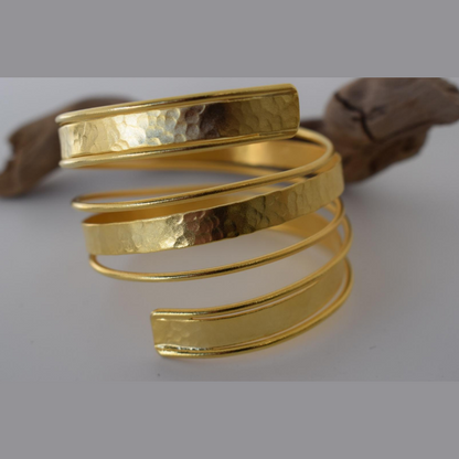 Knossos Bracelet – Greek Hammered Jewelry – 18K Gold, Silver and Rose Gold Plated – Handmade bracelet with hammered texture and elegant design