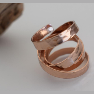 Anemi Ring – Greek hammered jewelry – 18K gold or silver plated – spiral hammered design ring