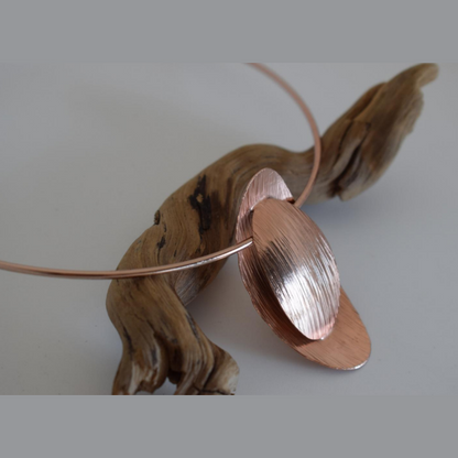 Handcrafted Ostraka necklace, Greek hammered jewelry, rose gold plated, overlapping shell-inspired design
