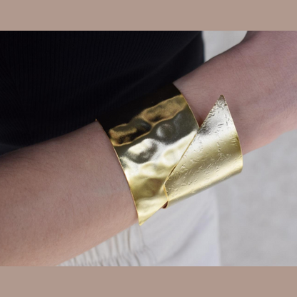  Aspida bracelet in 18K gold or silver plated Greek hammered shield-inspired design