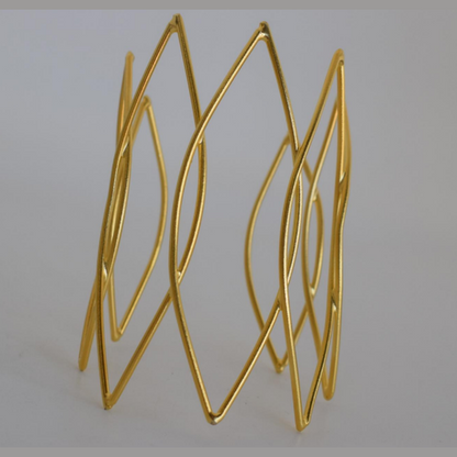 Chrysalis Bracelet – Greek Hammered Jewelry – 18K Gold or Silver Plated – Geometric Openwork Design

