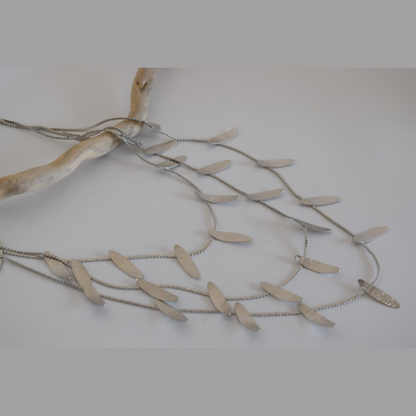 Handcrafted Chloris necklace, Greek hammered jewelry, 18K gold plated, leaf-inspired chain design