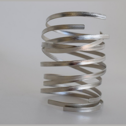 Aetheras Bracelet – Greek Hammered Jewelry – 18K Gold or Silver Plated – Multi-Spiral Cuff Design

