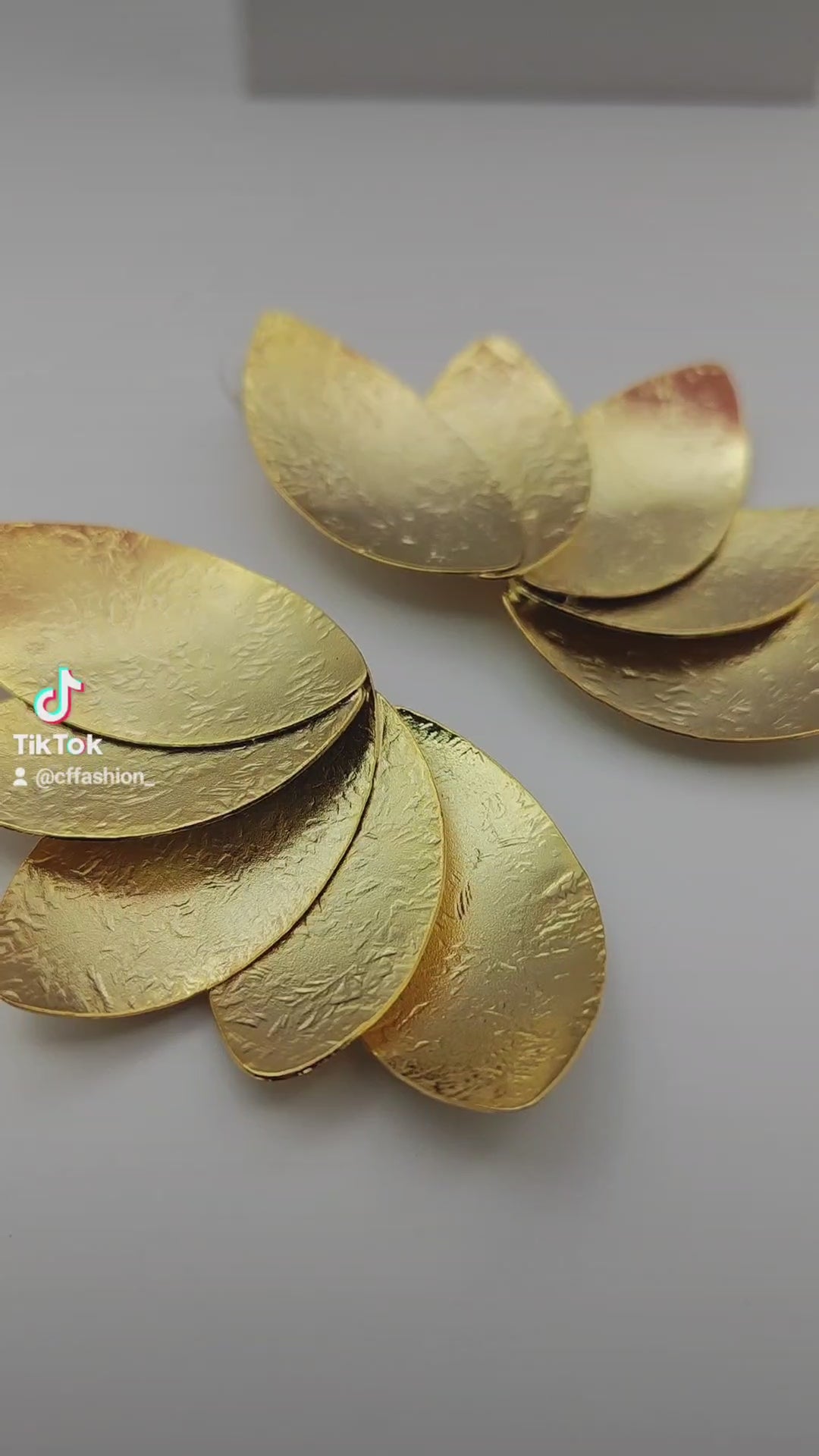 Olive Petal earrings, layered leaf design, Greek hammered jewelry, handmade, available in 18K gold plated, silver plated, or rose gold plated