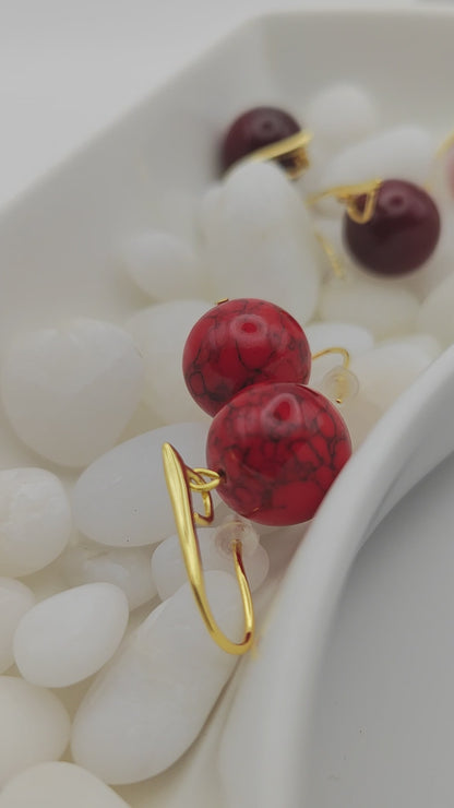 Elegant 18K Gold Plated Handmade Earrings with Natural Gemstone Beads - HNSE 2 - CF fashion