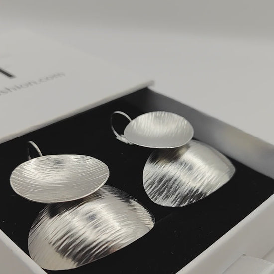 earrings greek hammered jewelry 18k gold or silver plated double disc design