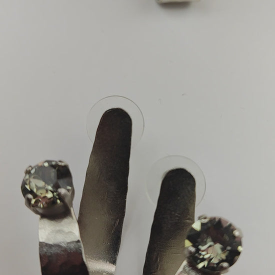 electra earrings greek hammered jewelry 18k gold or silver plated with blue or champagne crystal